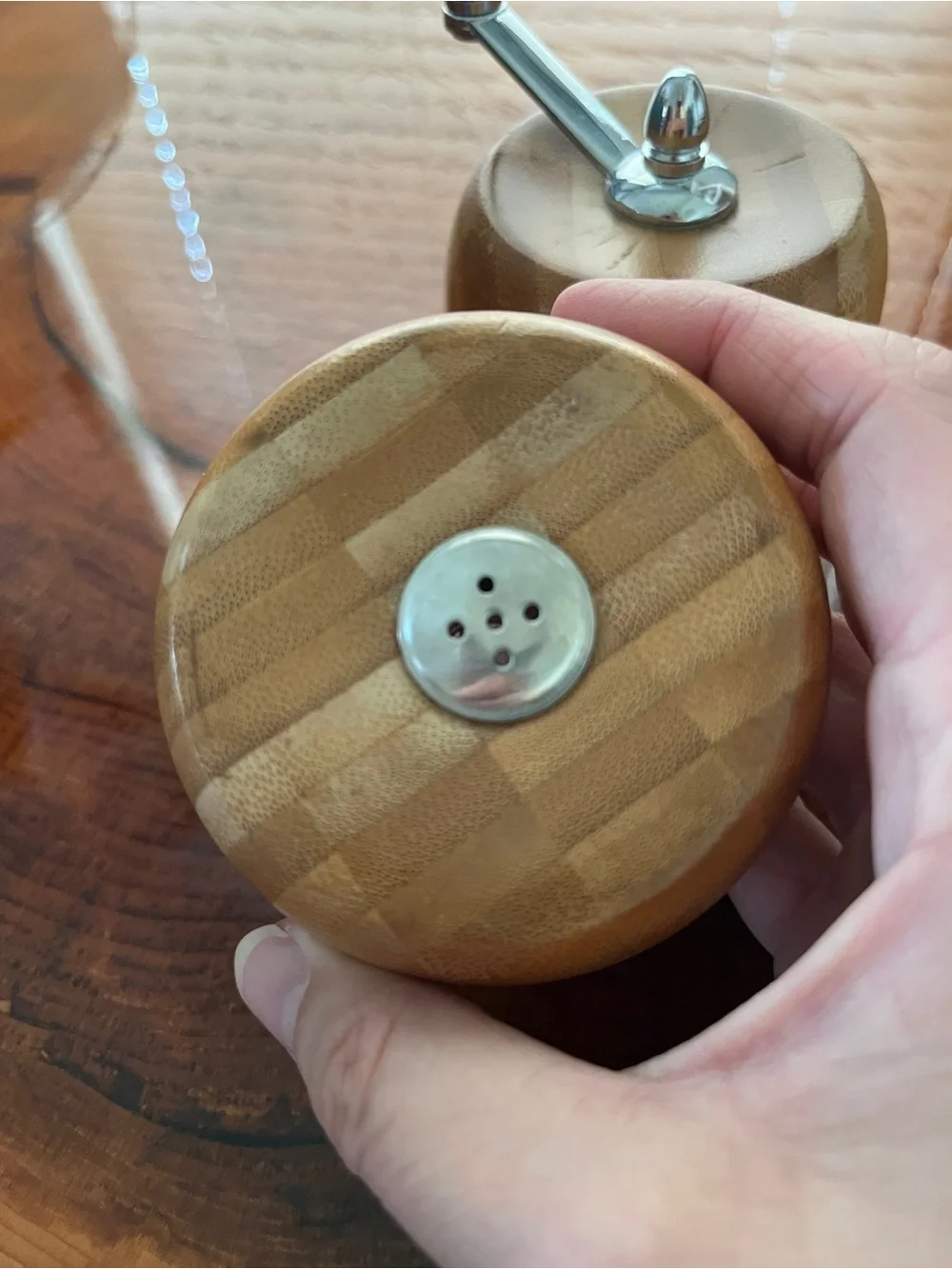 Salt & Pepper Grinder Set Hand Turned Wooden Apple Shape